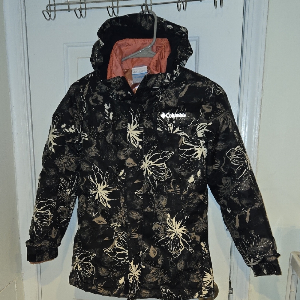 Columbia Kids' Whirlibird Black/Salmon Floral Interchange Jacket Size M 10/12